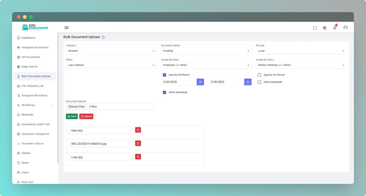 Bulk upload