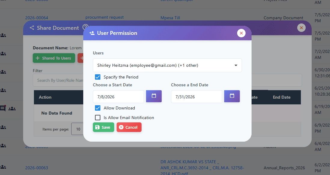 Document User Permission