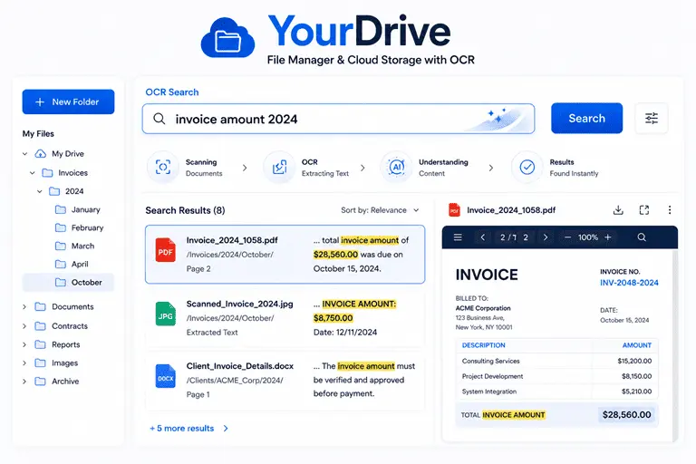 YourDrive - File Manager and Cloud Storage with OCR