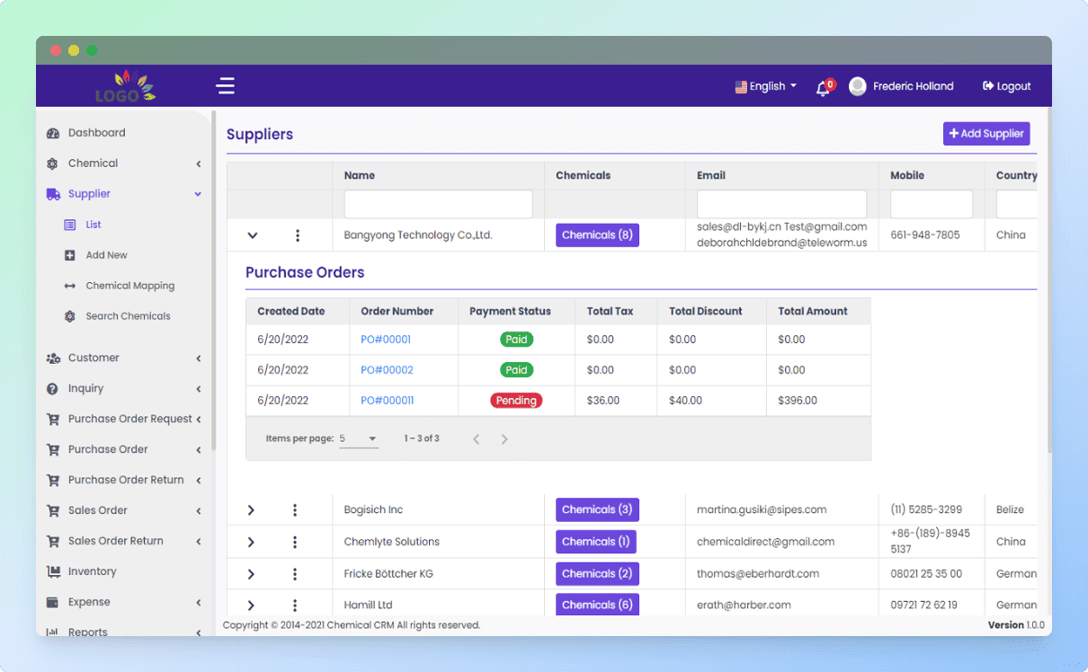 manage customer and supplier